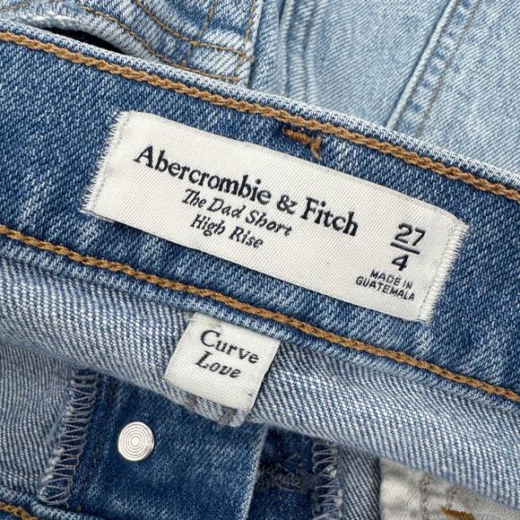Abercrombie & Fitch Jean Shorts Womens 27 /4 Dad Short High Rise Curve Love - Picture 3 of 7